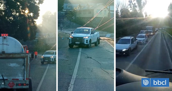 Caída de postes en ruta que une a Concepción y Florida provoca congestión vehicular