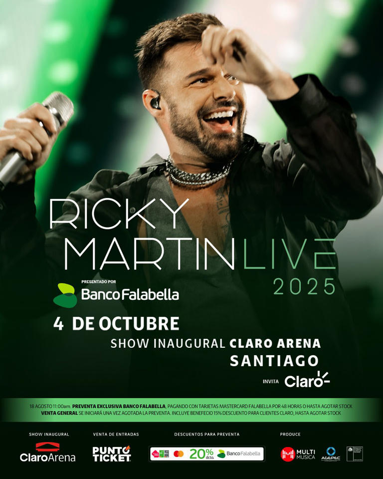 ¡Ricky Martin confirma su regreso a Chile este 2025!: Lugar, fecha y venta de entradas