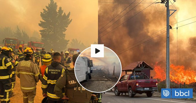 Incendio en Ránquil sigue descontrolado: al menos 10 casas quemadas y nuevas alertas de evacuación