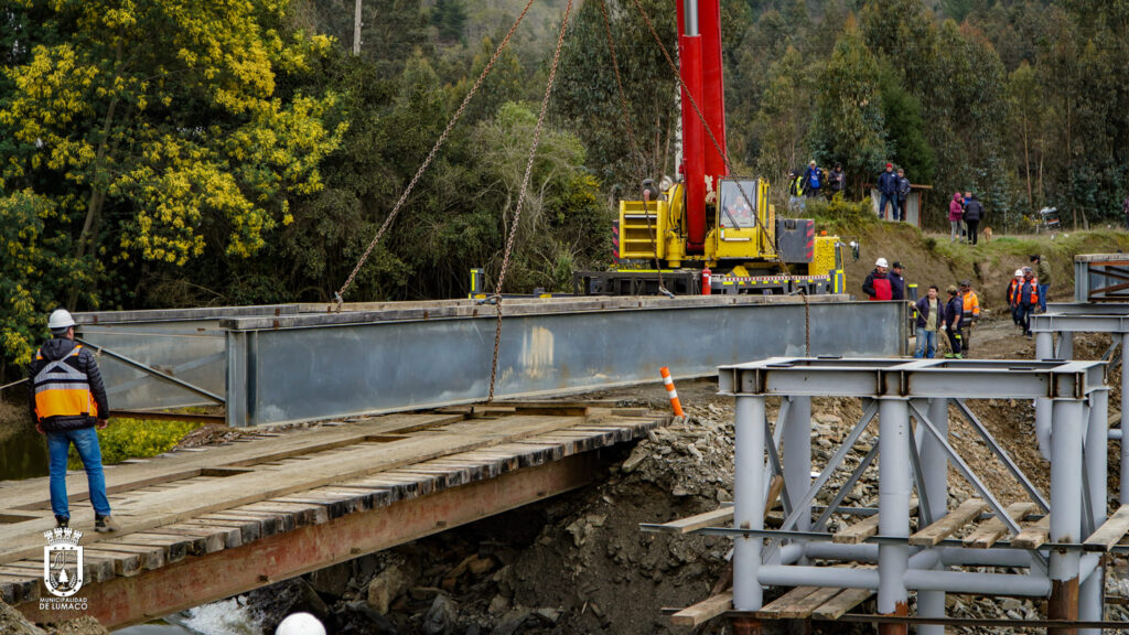 Avance crucial en la construcción del puente definitivo de Didaico une a Lumaco y Traiguén